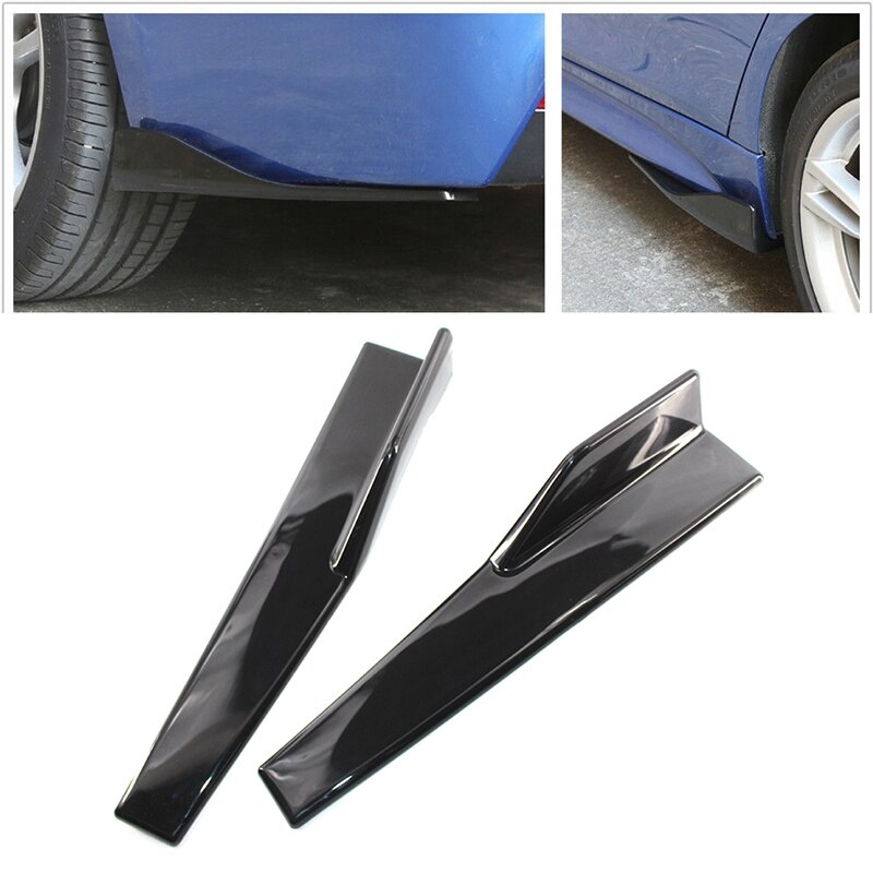 Side nederdele passer til universelle køretøjer sort 450mm udvendige side bundlinjeudvidelser splitter læbe bil diffusorer (blank sort)