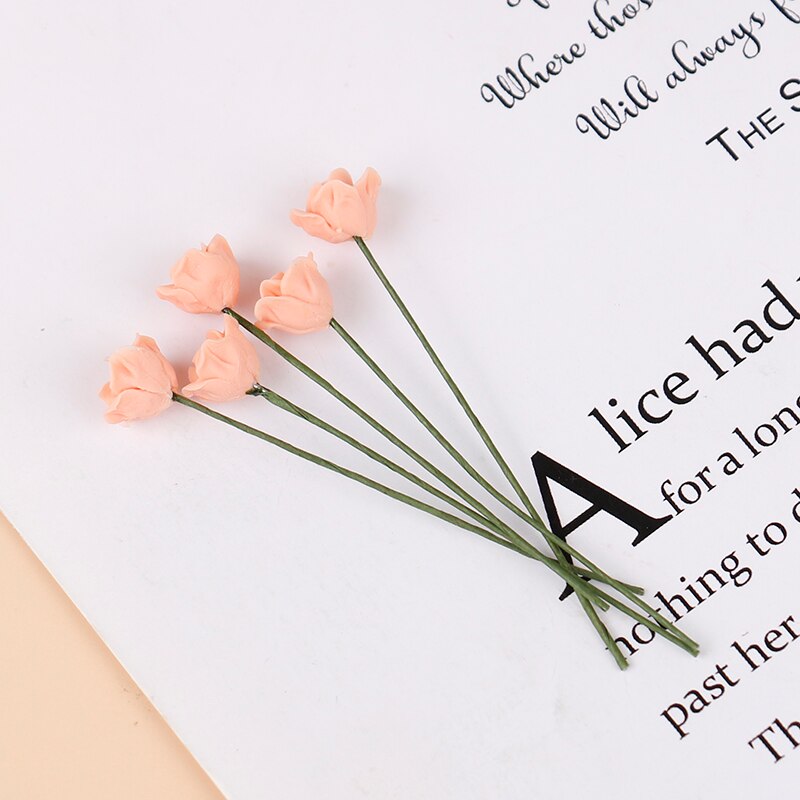 5Pcs 1:12 Dollhouse Miniatuur Simulatie Planten Multi-Kleur Rose Bloemen Model Meubels Home Garden Decor Accessoires: AC