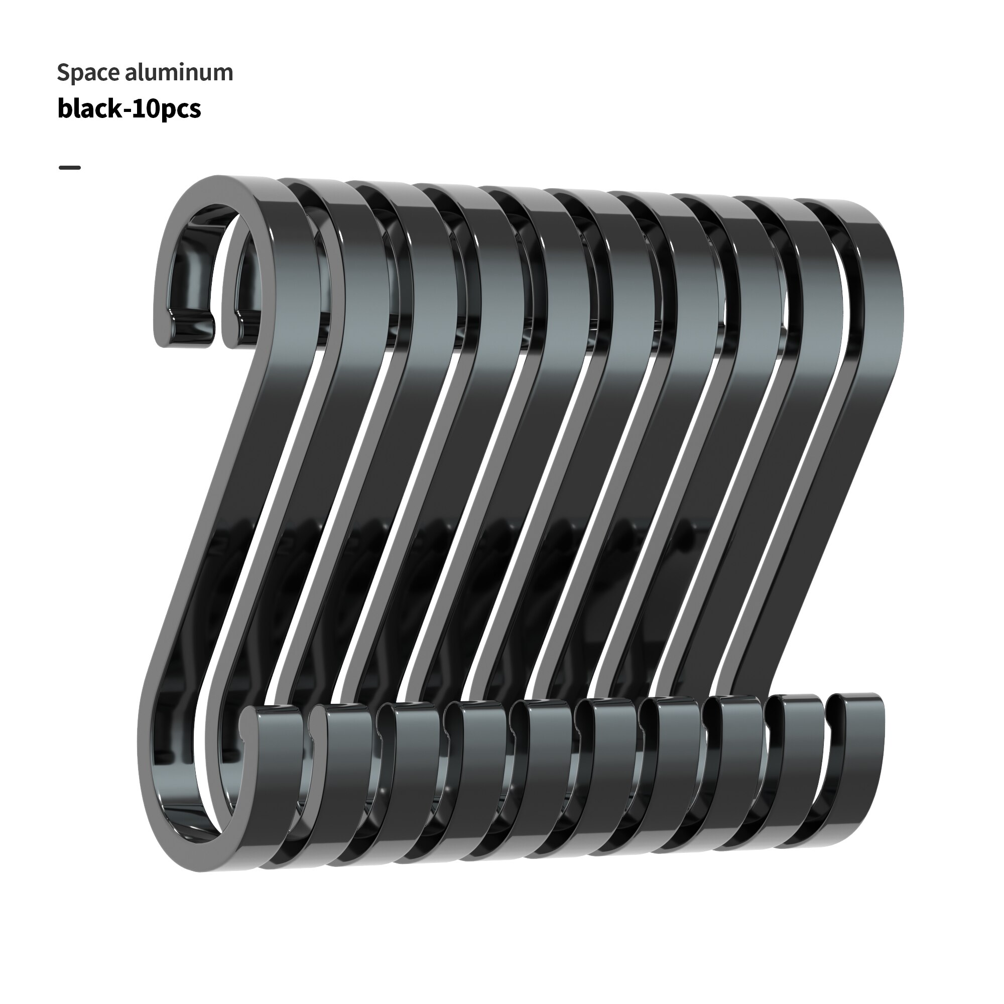 1/5/10Pcs S en Forme De Crochet En Aluminium D'espace Crochets De Stockage En Métal Crochet Fermoir Porte-Crochets Suspendus Rangement Outils: 10pcsBlack