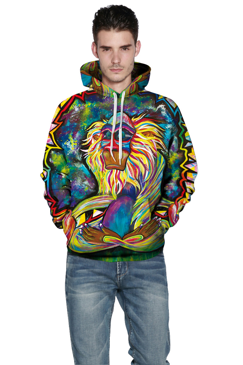 3D Graphic Print Hoodie - Lion Oil Painting Design - Breathable Polyester - Men's & Women's Casual Wear