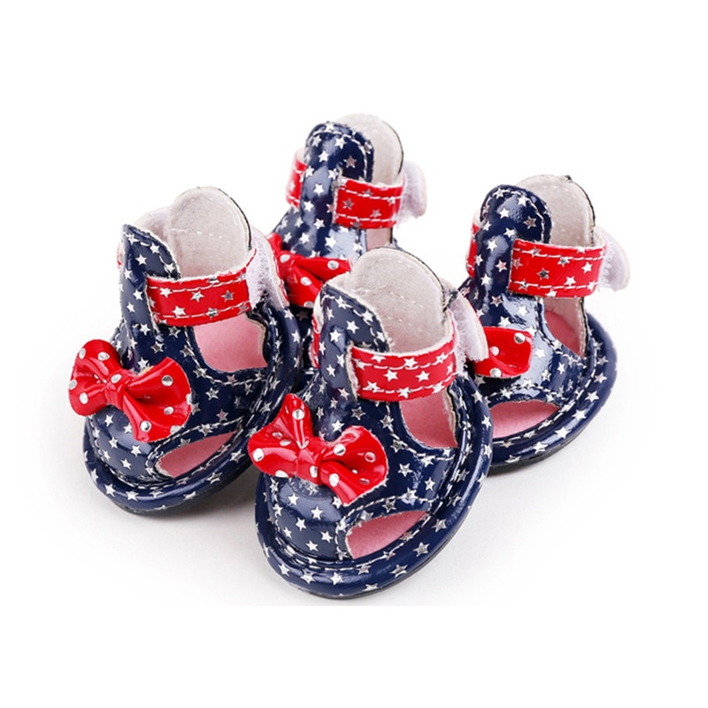 Huisdierensandalen speciale hondensandalen in de zomer hondenlaarzen best verkochte dierenbenodigdheden hondenkleding 4 kleine honden: Blauw / S