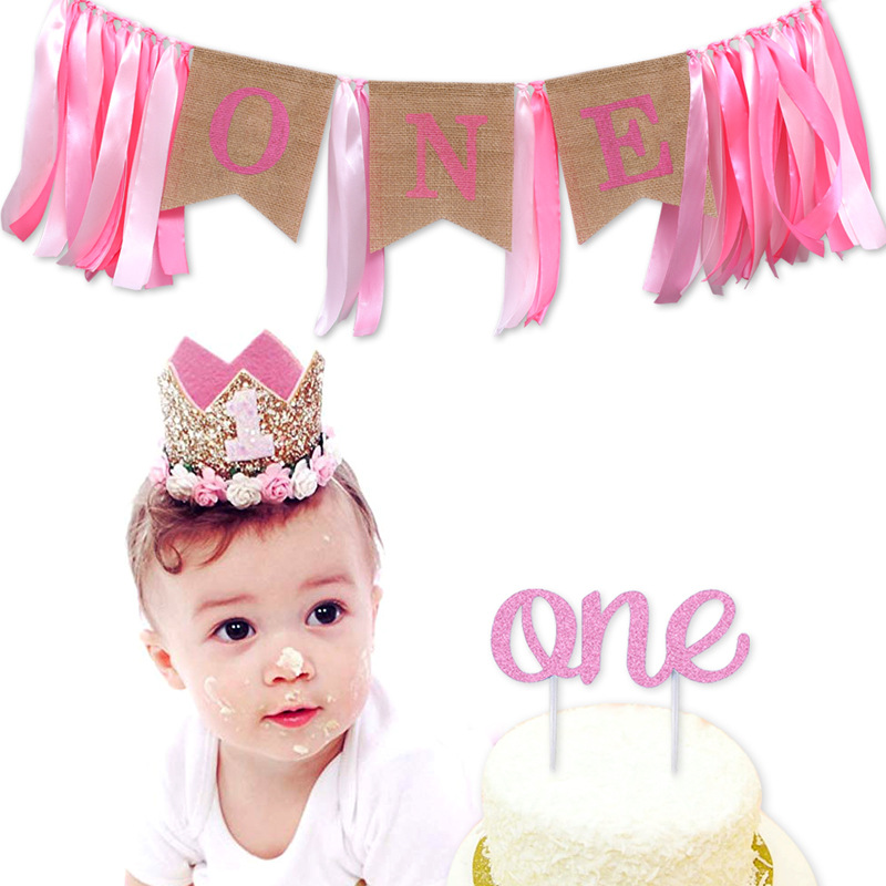 One Year Disposable Tableware 1st Birthday Plates Kids Happy Birthday Banner 1 One Year First Birthday Boy