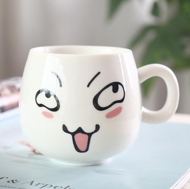 320ml Fun Cute Face Mugs White Pottery Ceramic Cup Tea Coffee Milk Mug With Handle: Style 6