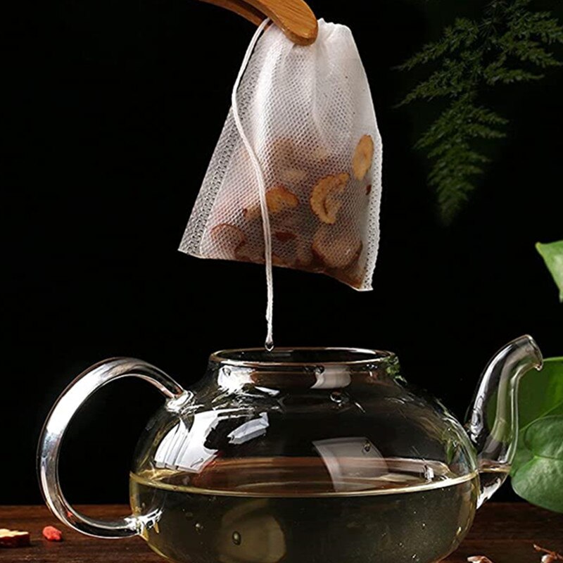 100 Pcs Disposable Tea Bags Filter Bags For Tea Infuser With String Heal Seal, Food Grade Non-woven Fabric Spice Filters Teabags