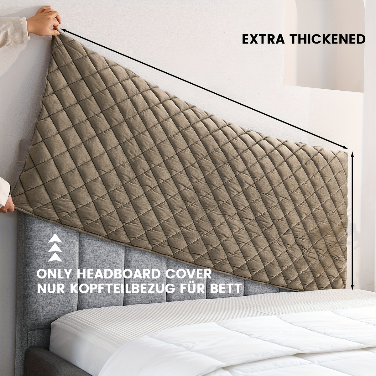 Headboard Cover Bed Back Dust Protector Cover Super Soft Solid Color Bed Haed Cover Quilte Head Cover: W50-65*H150CM / Brown