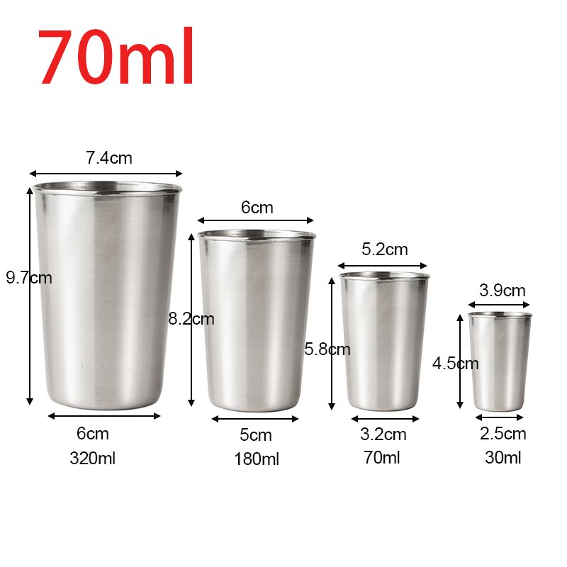 Stainless Steel Shot Glasses Cups Wine Beer Whiskey Mugs 30/70/180/320ml Drinking Glass Outdoor Travel Cup Kitchen Accessories: 70ml