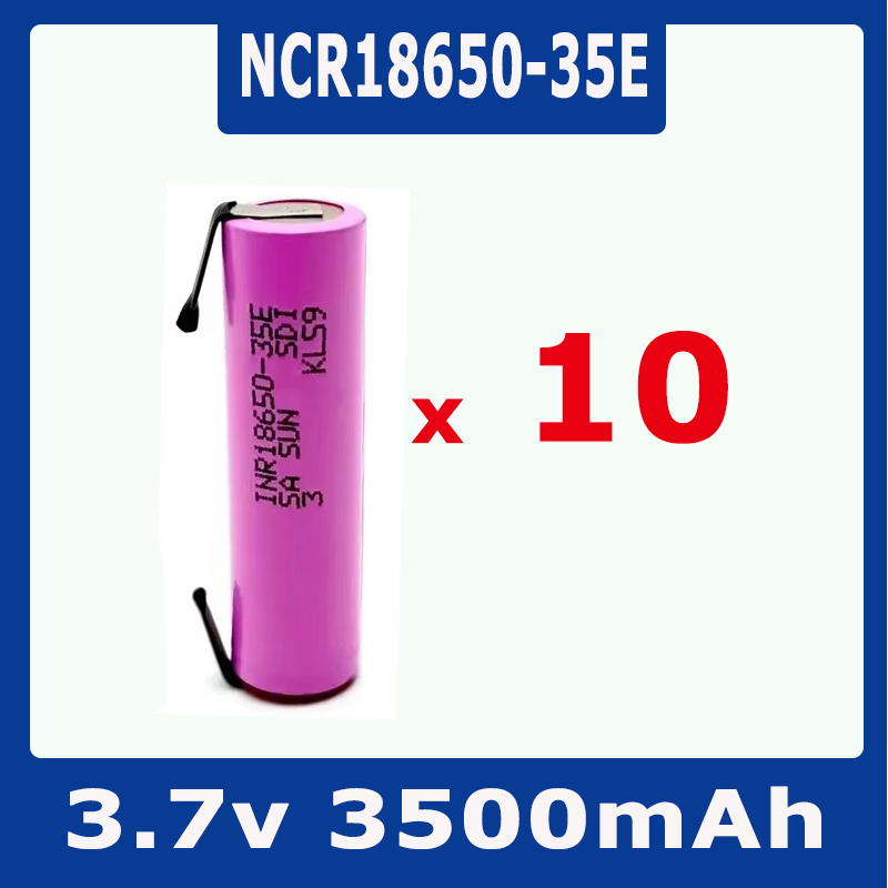 18650 35E 3500mAh 20Adischarge 3.7V INR18650-35E 18650 li-ion 3.7V batterij oplaadbare batterij + DIY nicke: Zilver