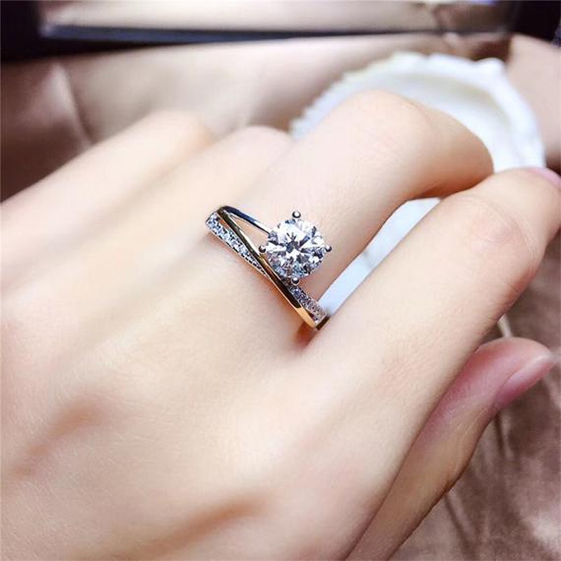 Huitan Edel Und GroßzüSoloauftritt Braut Hochzeit Frauen Ring Mit Runde CZ klassisch Schmuck Verlobung Ringe Silber Farbe Für Prinzessin: 9