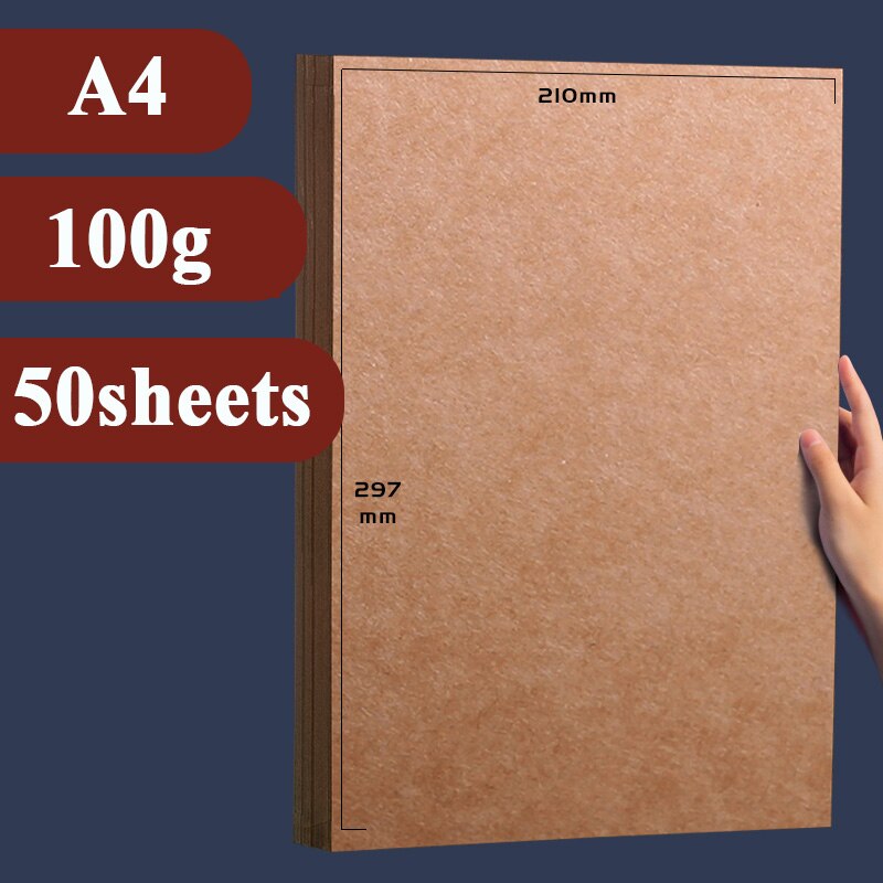A4 Brown kraft paper Cardstock Paperboard Handmade DIY Package Watercolor Painting Origami crafts 20 50 sheets pack: A4 100g 50 sheets