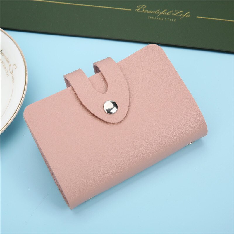 Leather Function 24 Bits Card Case Business Card Holder Men Women Credit Passport Card Bag ID Passport Card Wallet: 5