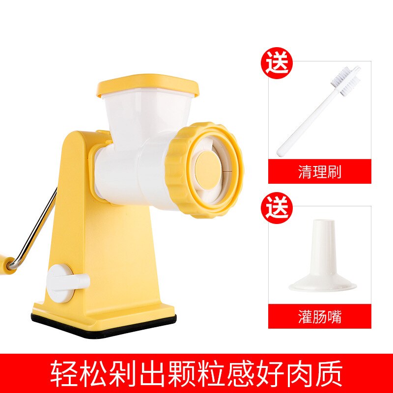 Manual hand meat grinder machine meat cut meat grinder enema Household appliances kitchen cooking Unplugged Sausage machine: YELLOW