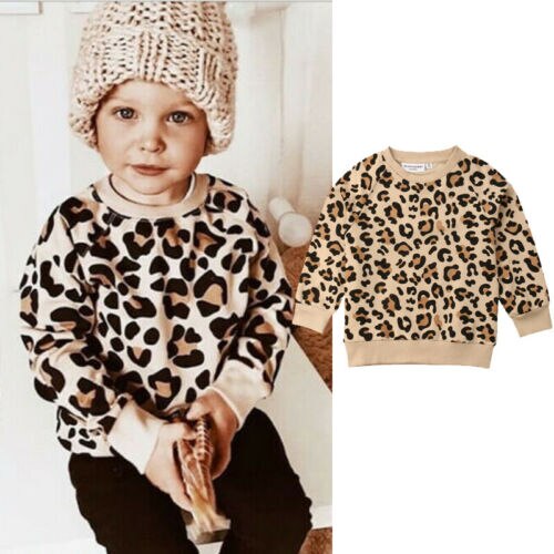 Pudcoco efterår vinter børn børn drenge sweater baby pige vintertøj sweater leopard bunny print toddler pulver 1-7 år