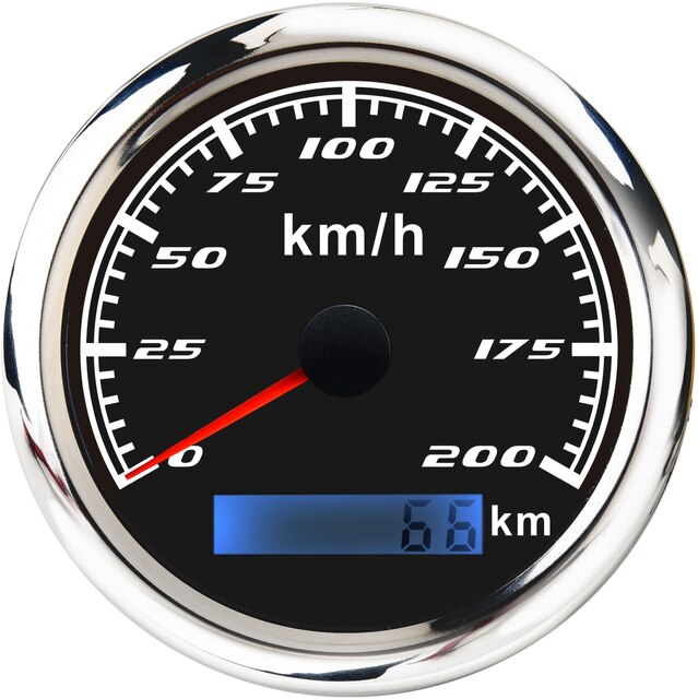 Tachimetro GPS per moto 85mm indicatore di velocità digitale 30 60 120 KM/H per barca marina auto ATV camion contachilometri accessori Camper Camper: Black Silver 200MPH