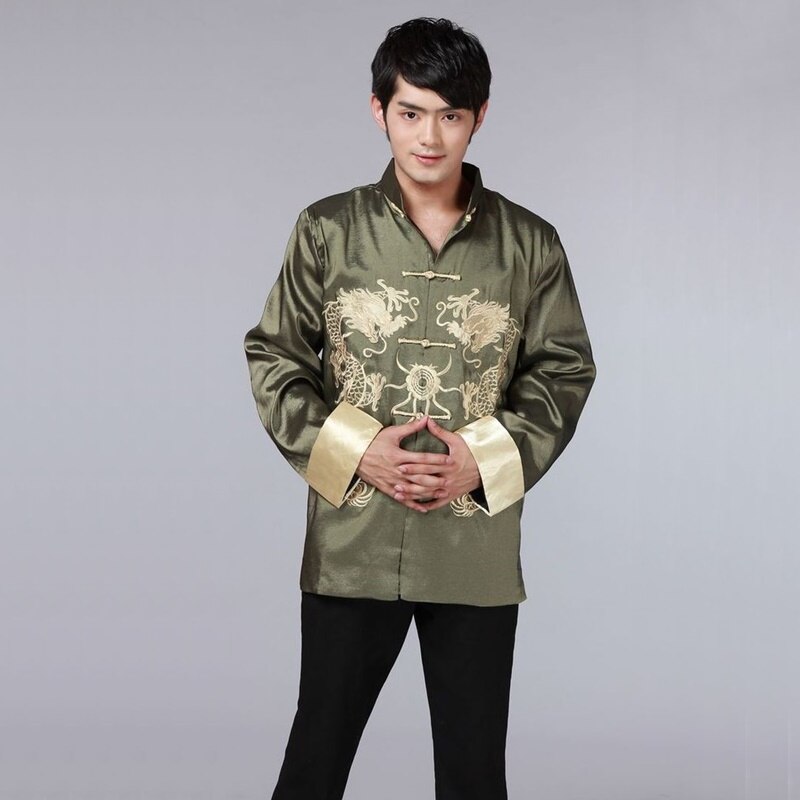 Traditional chinese clothing for men dragon costume male jacket mandarin collar suit tangzhuang men clothes TA191