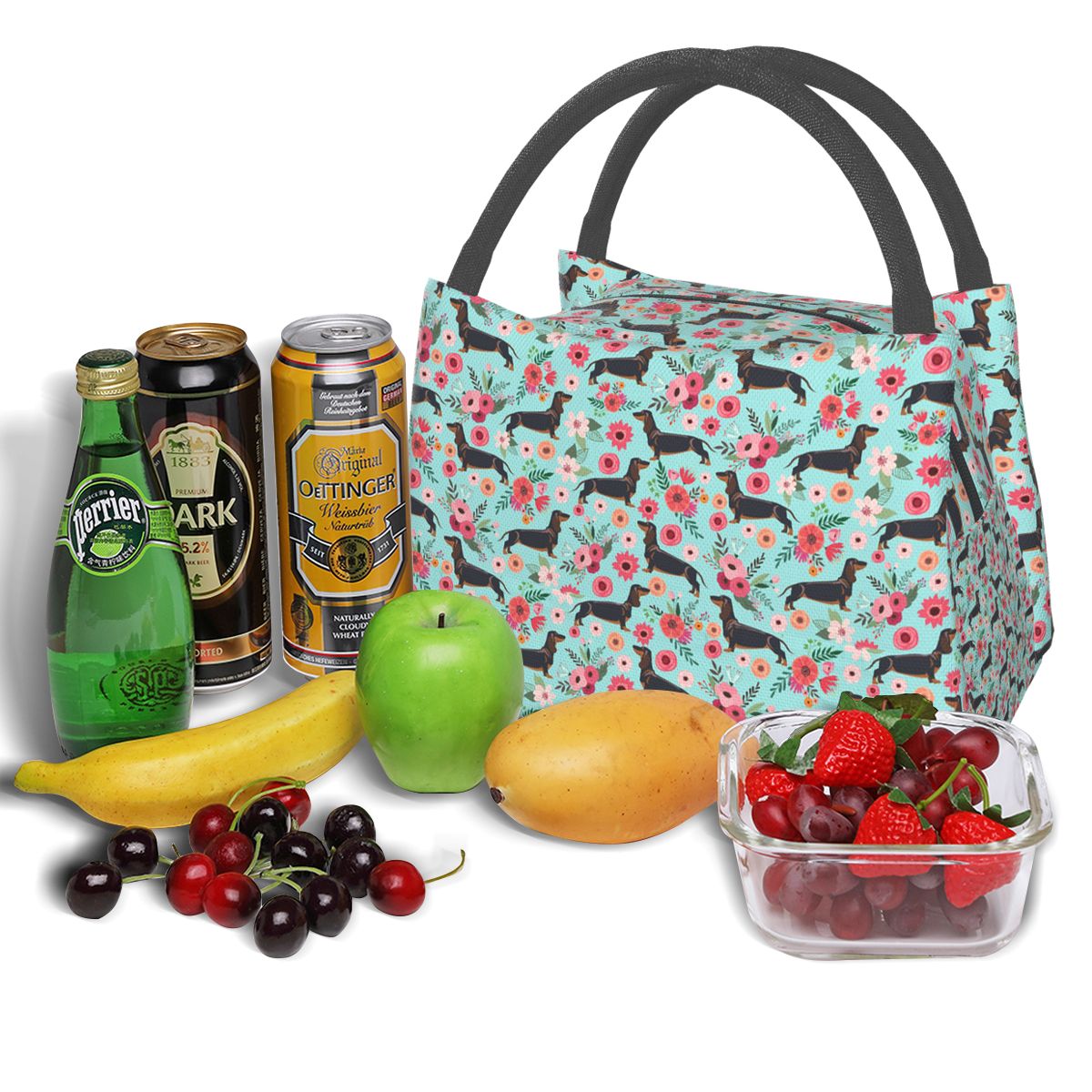 Cartoon Teckel Print Lunch Tassen Voor Vrouwen Portable Insulated Warm Koeler Handtassen Thermische Voedsel Picknick Bag Kids Mannen Lunchbox