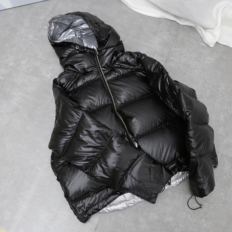 Ailegogo guld silver dubbelsidig kappa vinterjacka dam huvor vita ankdun parkas dam varm snö dun ytterkläder