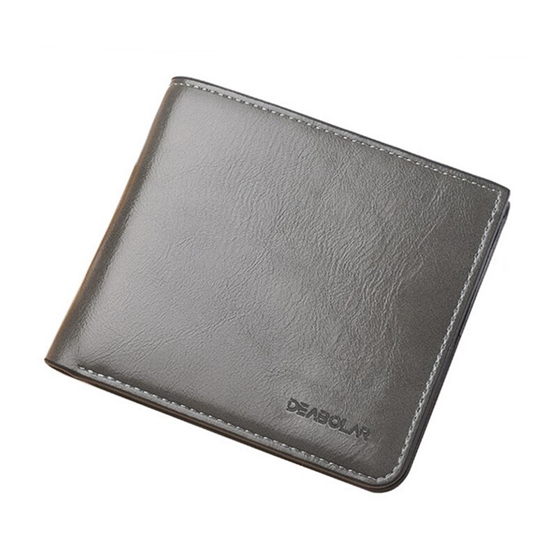 Genuine Leather Wallet Men Clip Cowhide Wallet Men Brand Coin Wallet Small Clutches Men's Purse Coin Pouch Short Men Wallet: B grey