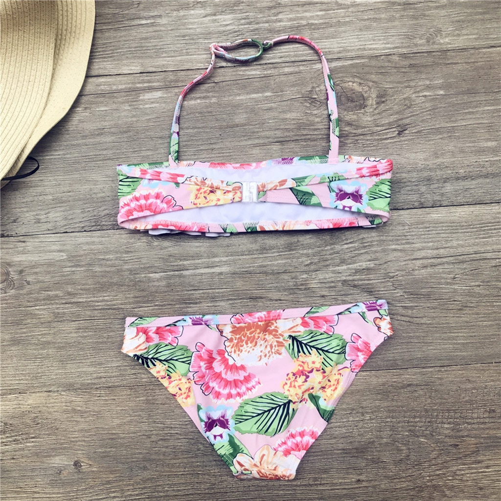 Girls swimwear summer Toddler Kids Baby Girls Ruffles Floral Strap Swimsuit Beach Swimwear Bikini Set детский купальник#guahao