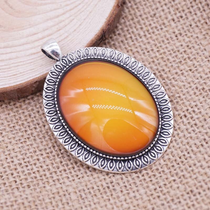 Unique! Newest Round Alloy Pendant Changing Color According To Temperature Mood Necklace Pendants: 7