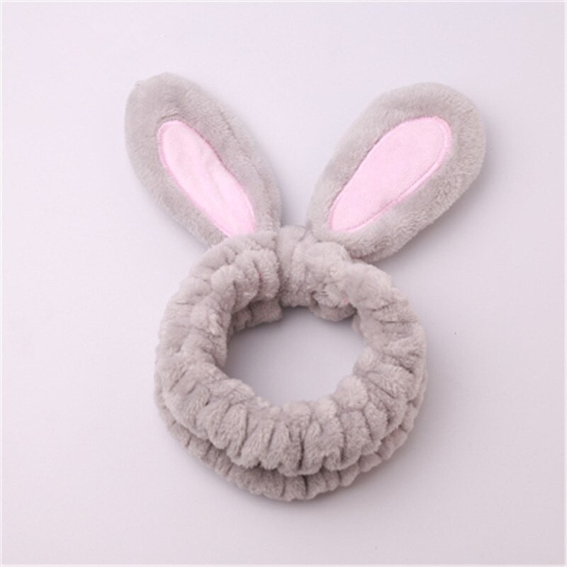 Cute Bunny Ear Trucco Fasce per il Lavaggio Viso Doccia Spa Maschera Morbida e Carino Orecchie di Coniglio Fasce Per Capelli per Le Donne E Le Ragazze: Grey