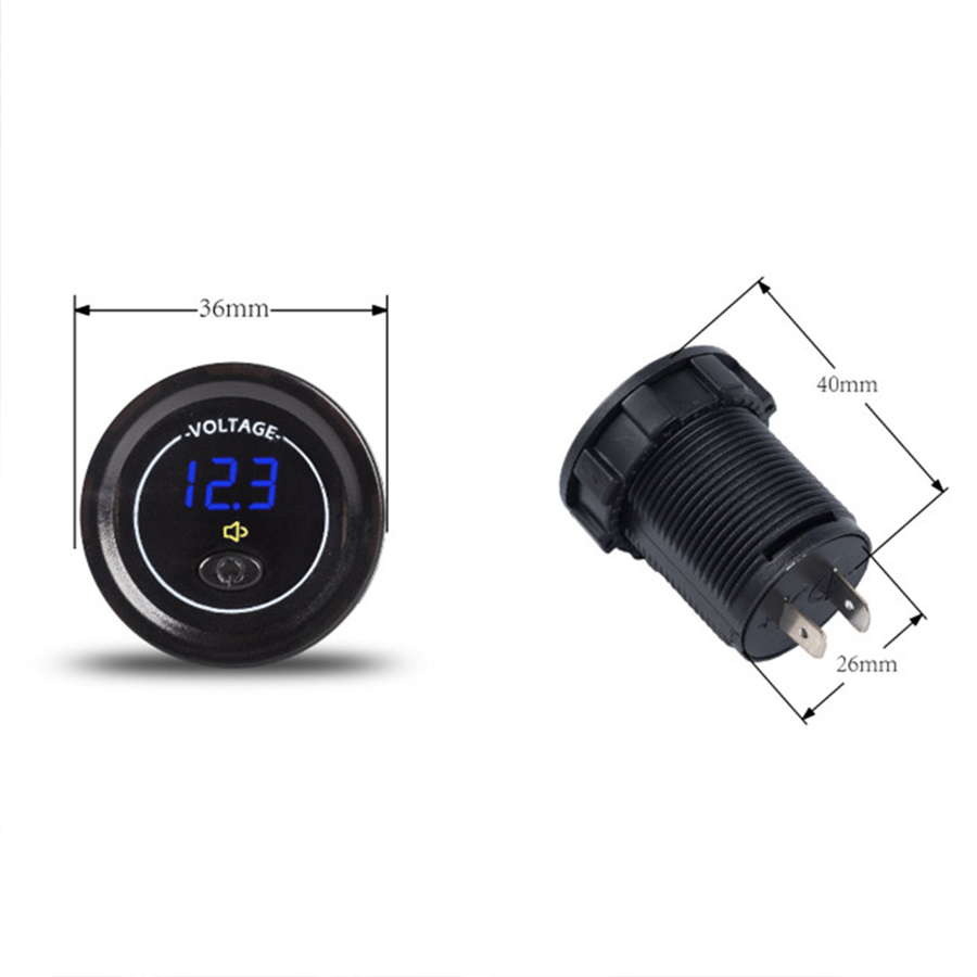 LED DC12V-24V Voltmeter Panel Digital Voltage Meter Low Voltage Alarm With Independent Switch