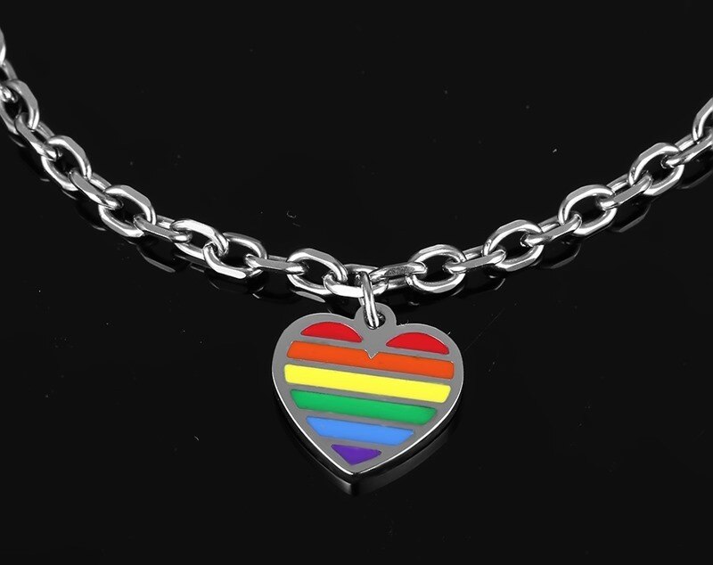 FXM LN39 jewelry for birthday rose many heart metal color titanium steel men's heart rainbow Bracelet