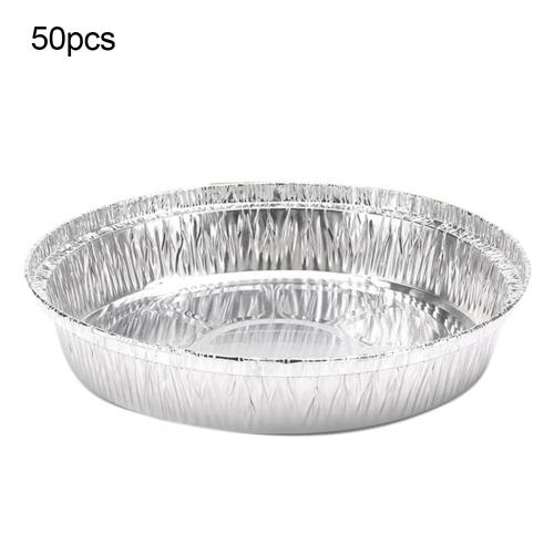 Plat de cuisson antiadhésif jetable rond en aluminium pour BBQ, résistant aux hautes températures, 50 pièces: 8Inch