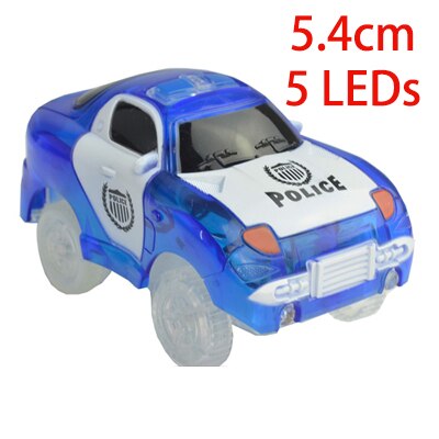 5 LEDs 5.4cm Magic Electronics LED Car Toys With Flashing Lights Educational Toys For Kids Birthday Xmas Play With Tracks: Blue