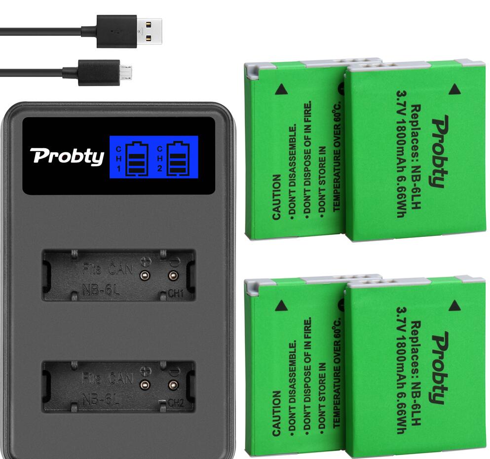 NB-6L 6LH Batterij + lader voor Canon IXUS 85 95 IS SX275 SX280 SX510 D10 S90 SD3500 IS SD3500IS SD3500 IS SD3500IS: 4battery and charger
