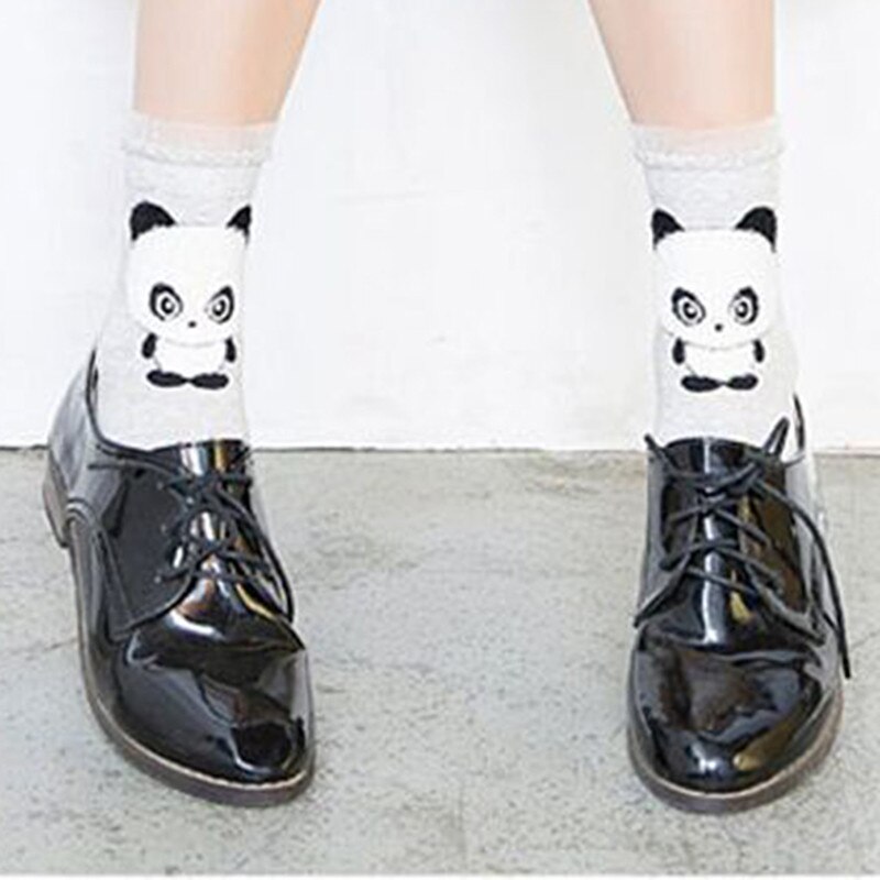 Nette Herbst Winter Frauen Socke Schönen 3D Ohren Ebene Frauen Panda Brear Schwein Giraffe Karikatur Socken Baumwolle Socken Für Frauen: 1