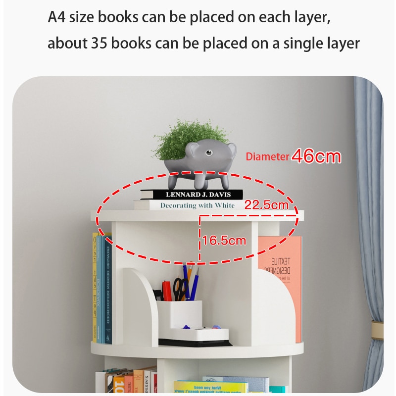 Étagère de rangement à trois niveaux, étagère rotative Simple et créative pour livres d&#39;images de maison