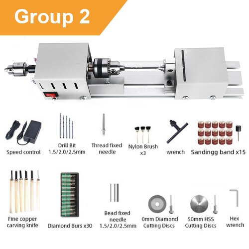Mini tour pour bois 12-24V, Machine pour outils, bricolage pour travail de bouddha, meulage, polissage, Mini-tour: Group 2
