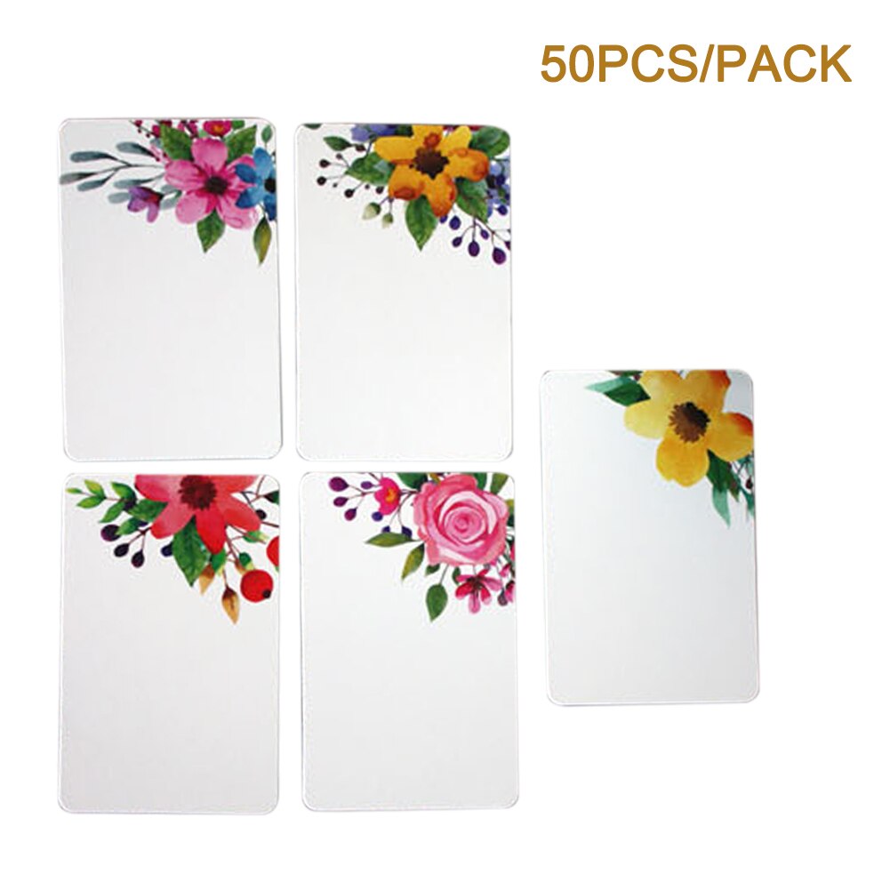 50Pcs/Pack Paper Card Scrapbook Writing Message Square Blank DIY Greeting Wedding Bouquet Flower Printed Invitation Anniversary