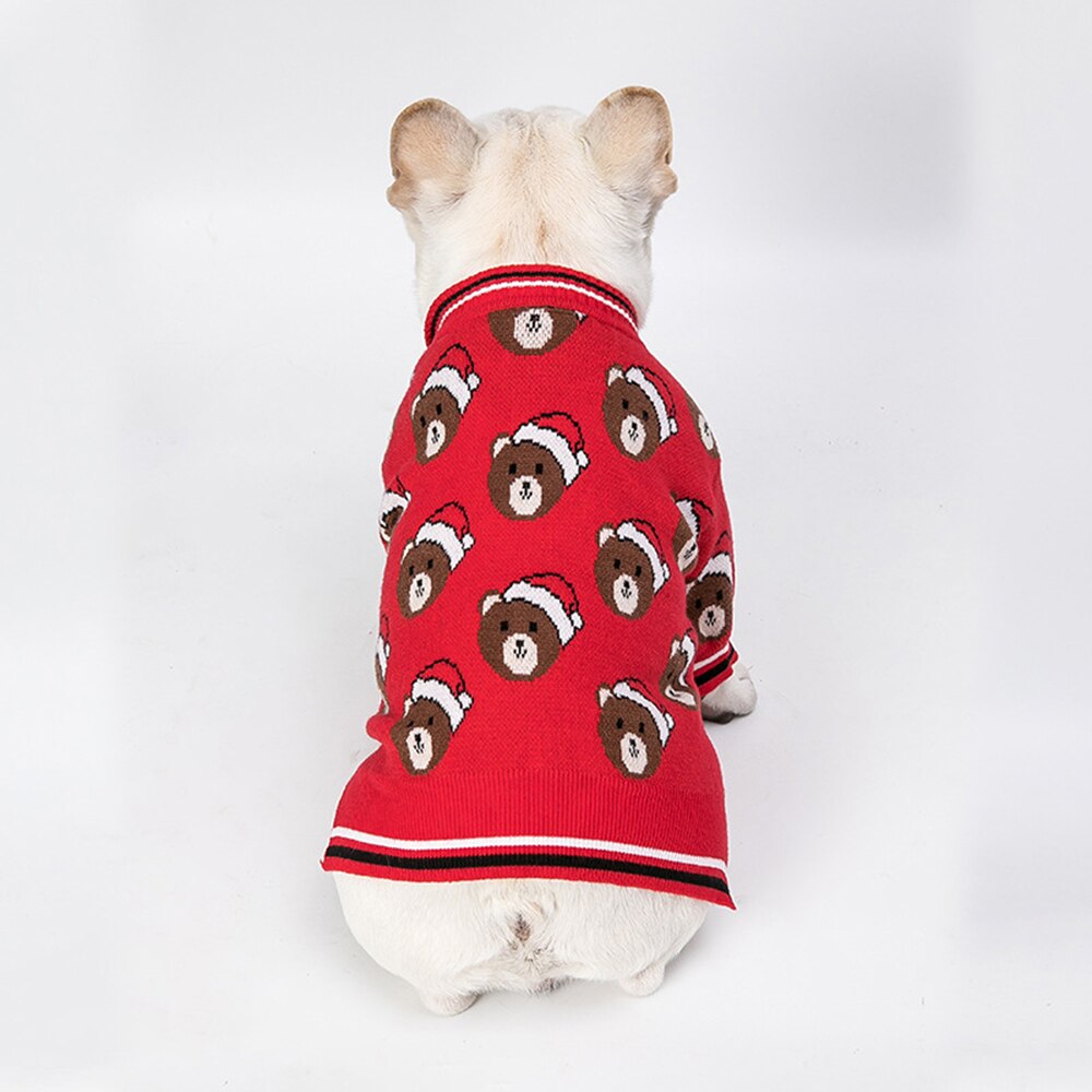 Kat kersttrui huisdier winter breigoed jaar kerst beer met hoed elf kostuum kleding jassen trui voor hond poes puppy