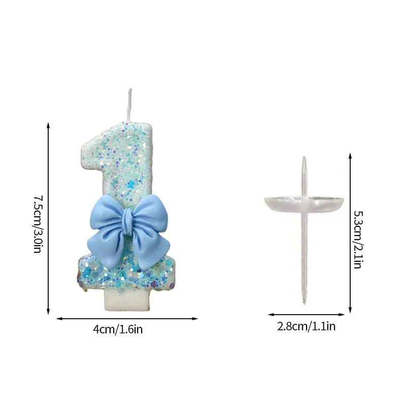 Verjaardagskaars met cijfer 0 1 2 3 4 5 6 7 8 9 blauwe strik taartkaars decoratie feesttaart topper decoratie jubileum decoratie: Druif