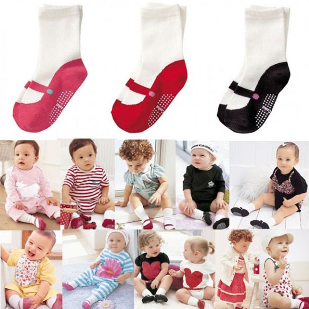 Baby Girl Warm Socks Dot Children Cute Slip Shoes Cotton Socks Kids 3 Colors