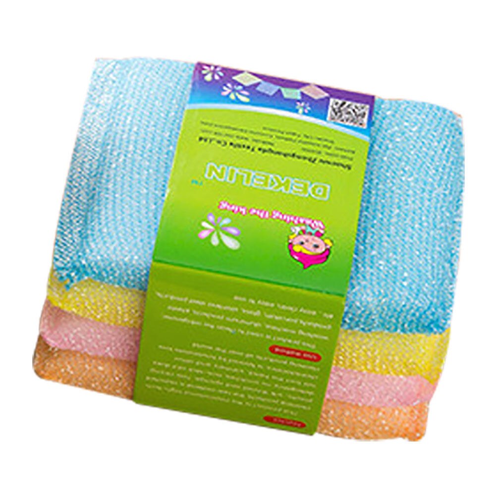 Estropajos antibacterianos de microfibra para cocina, esponjas de doble cara, estropajo antiolor, cepillo para fregar platos, sartenes antiadherentes, 4 Uds.: Default Title