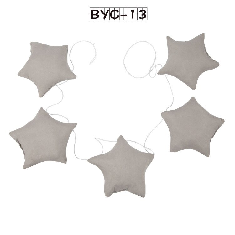 Cunas colgantes de tela de estilo nórdico para bebé, banderín para decoración de cama de niño, accesorios de cunas de 5 estrellas, sonajero para tienda de campaña, 1,5 M: gray