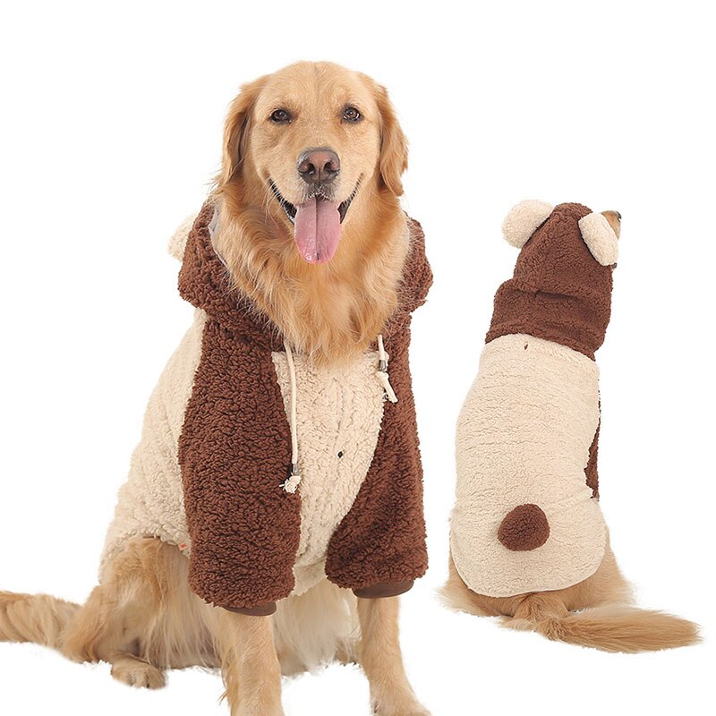 Ropa de invierno para perro grande, chaqueta gruesa con capucha para mascota, abrigo de algodón y terciopelo para perro grande, ropa de Labrador Golden Retriever