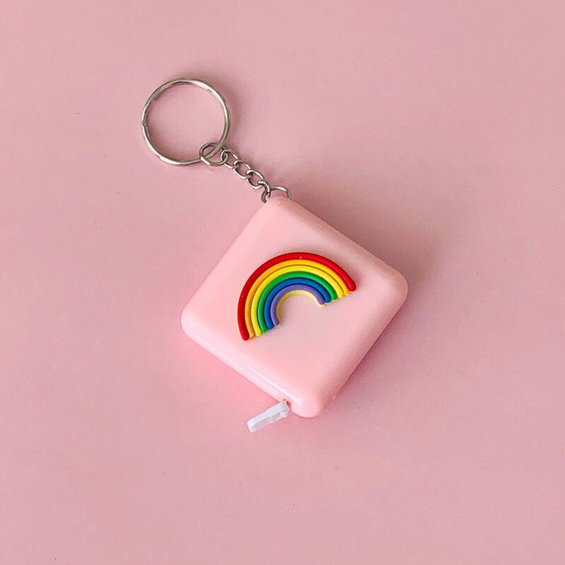 1.5 metriä /60 tuumaa pitkä söpö kawaii eläimet rulla automaattinen joustoviiva paperitavarat ompelu mitta viivain mittanauha kotitalous: Sateenkaari