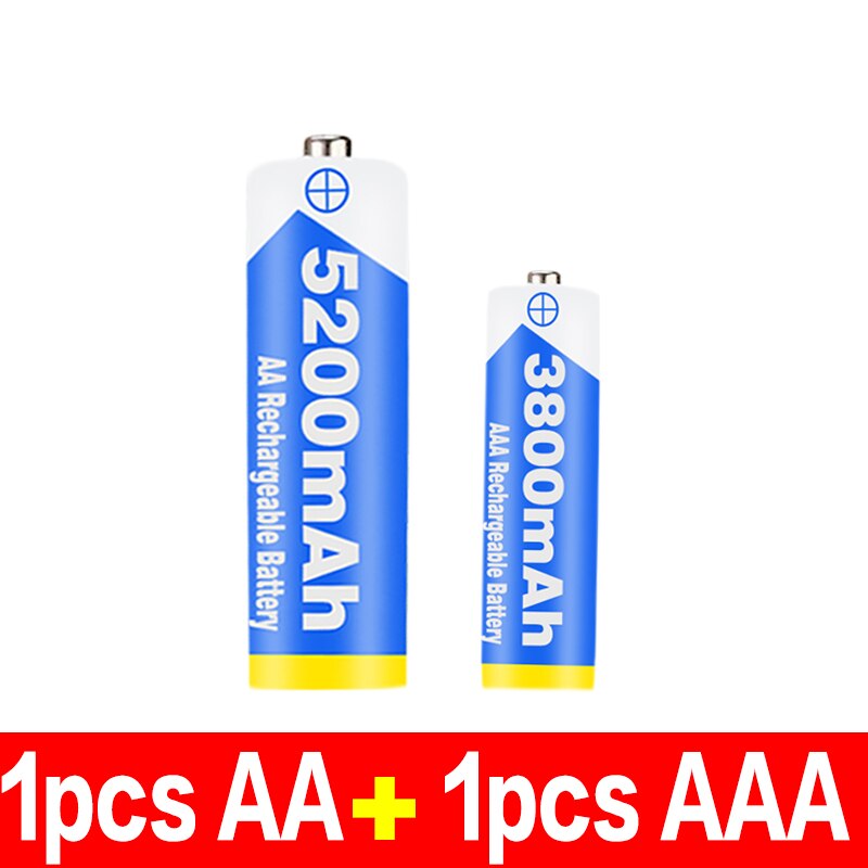 Okoman High capacity 5200mAh NI MH AA Rechargeable Batteries+AAA battery 3800 mAh Rechageable battery NI-MH 1.2 V AAA battery: Gold