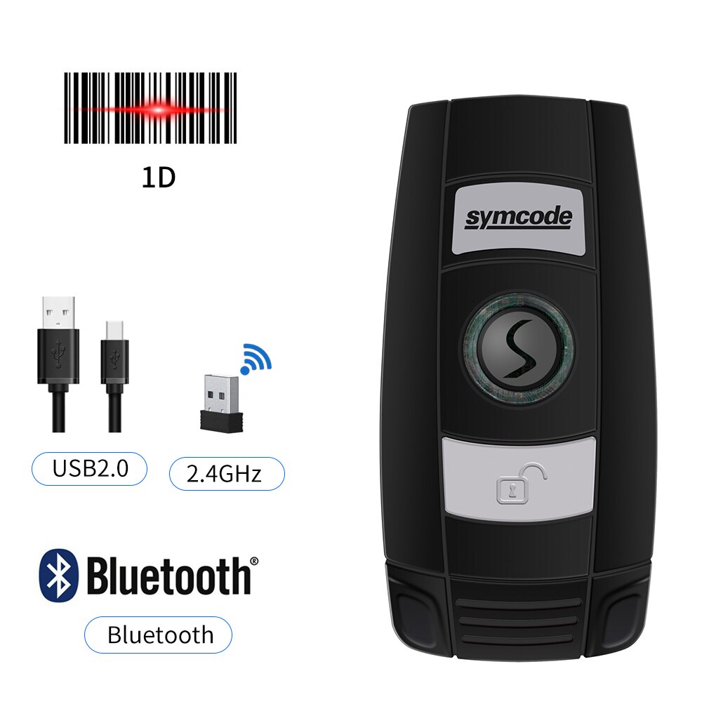 Lecteur de codes à barres sans fil CCD/2D Bluetooth lecteur QR sans fil, espace de stockage 16 M, connexions USB Bluetooth 2.4G sans fil 3 en 1: CCD