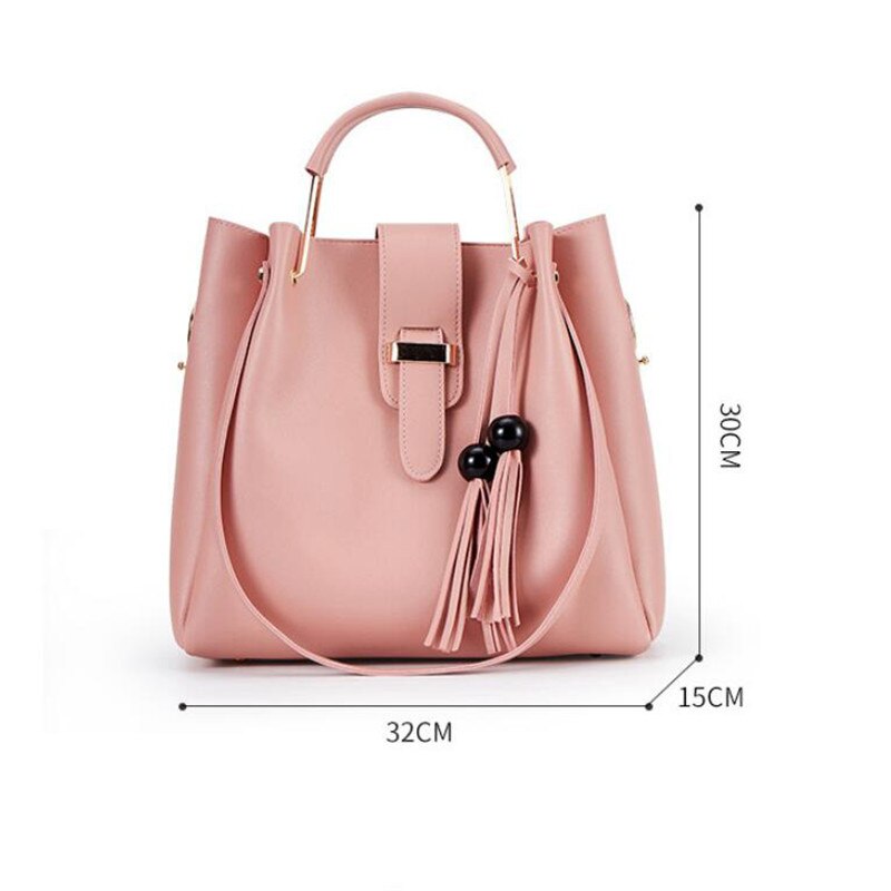 3 uds. Bolsas compuestas para las mujeres, juego de nuevas bolsas de hombro de cuero PU, bolso de borla, bolso Casual, bolso de mensajero compuesto de