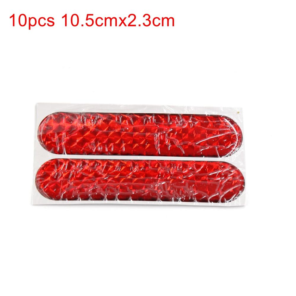 X AUTOHAUX 2Pcs 12cmx4cm Car Auto Exterior Reflector Decal Stick-On Reflective Sticker Red Car Reflective Sticker ACCESSORIES: 10pcs 10.5x2.3cm Red