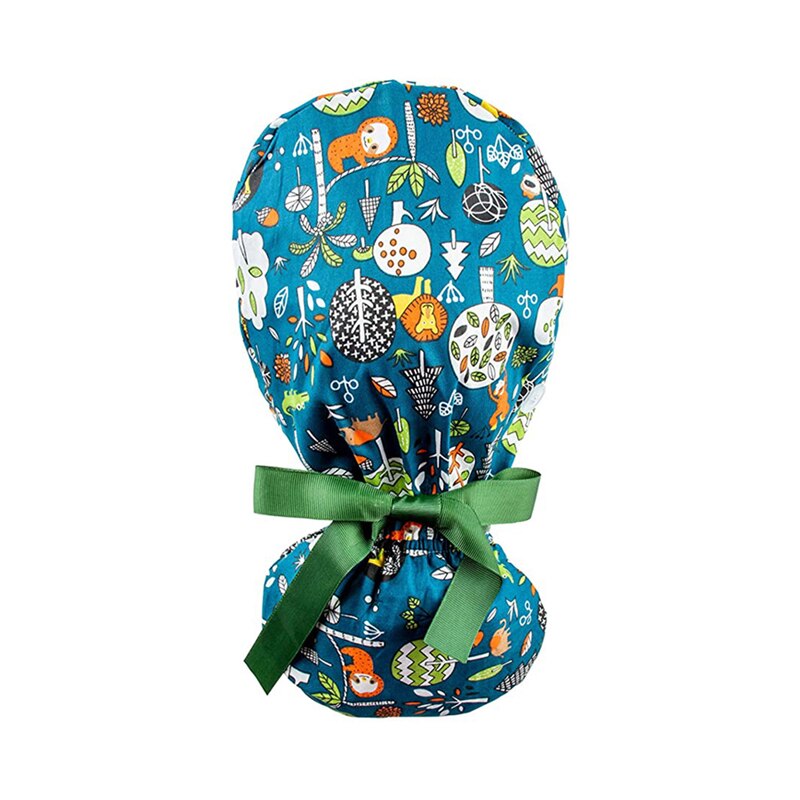 Gorro de algodón con botones para hombre y mujer, estampado, accesorios para uniforme de enfermera, tienda de mascotas, gorro quirúrgico para trabajo de laboratorio de Chef: 8