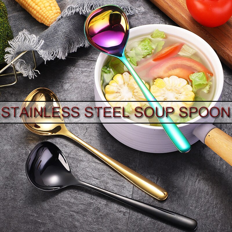 Newest 1pc 304 Stainless Steel Spoon Family Soup Spoon Stainless Steel Large Capacity Pot Spoon Kitchen Cooking Spoon