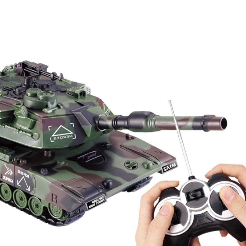 1:32 coche inalámbrico RC tanque de guerra vehículo principal Control remoto tanque electrónico Hobby niño juguetes Crawler para el coche verde-enchufe de la UE