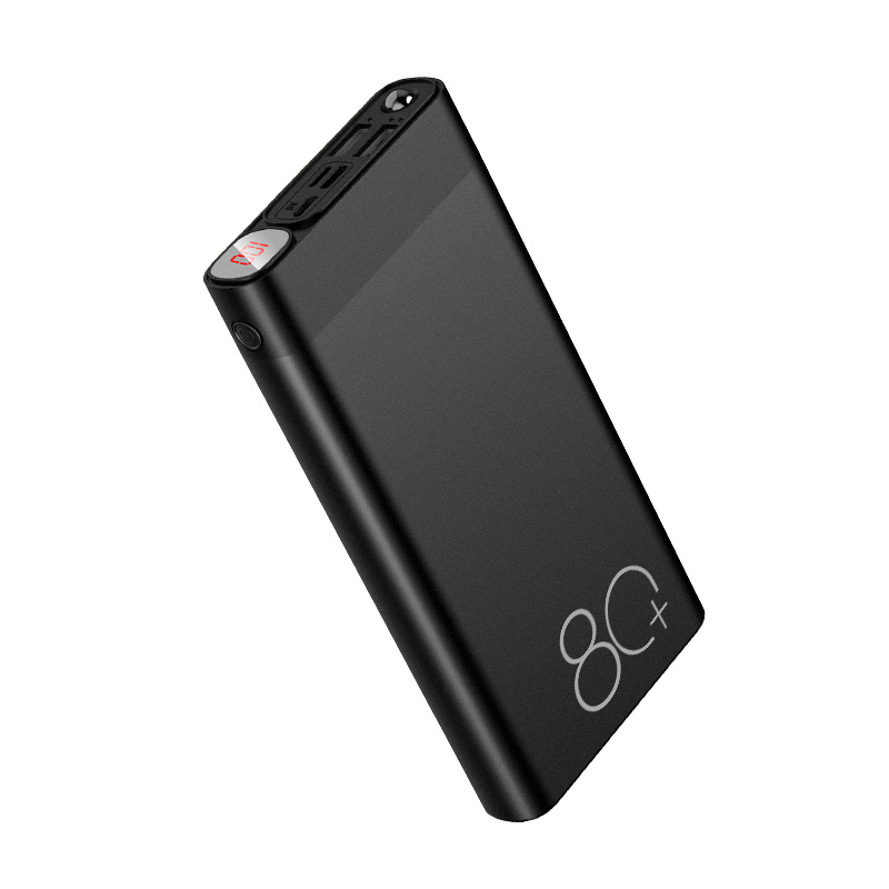80000 mah powerbank, gehäuse aus metall-aluminiumlegierung, led-anzeige, 2 usb-ausgänge, geeignet für smartphones, tablet-pcs und gps-geräte: Schwarz