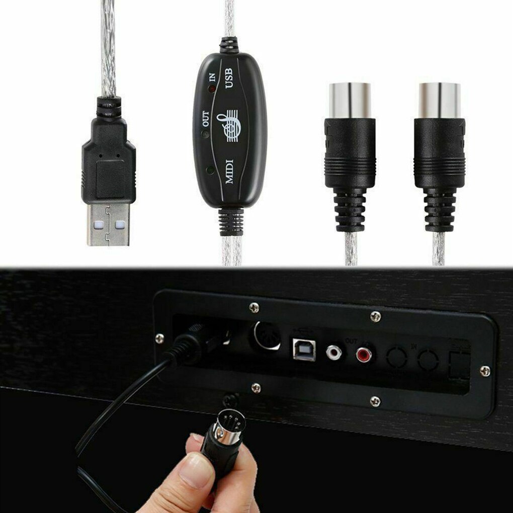 Midi interface til usb kabel konverter stik pc til synthesizer musik keyboard instrument kabel adapter til hjemmemusikstudie