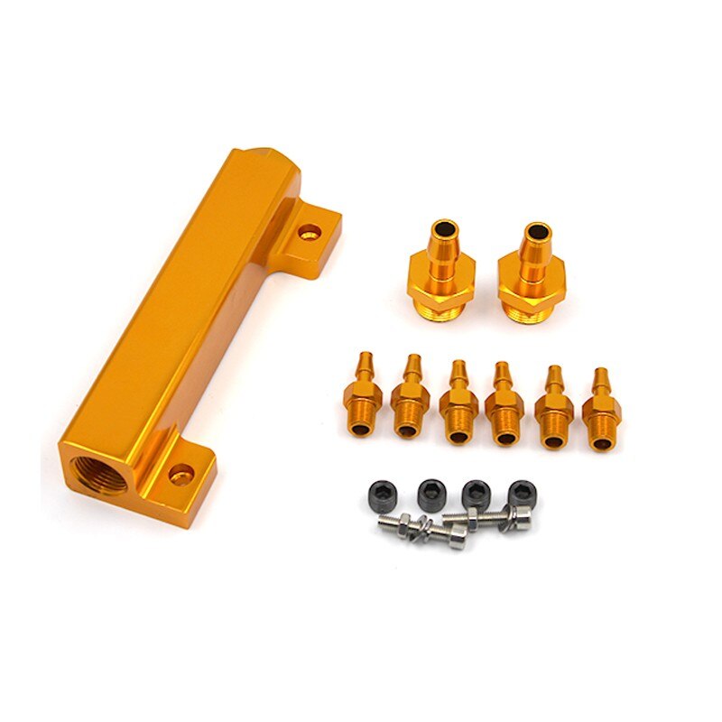 Racing Aluminum Turbo Wastegate Bosst Vacuum Intake Manifold 6 Port 1/8 NPT